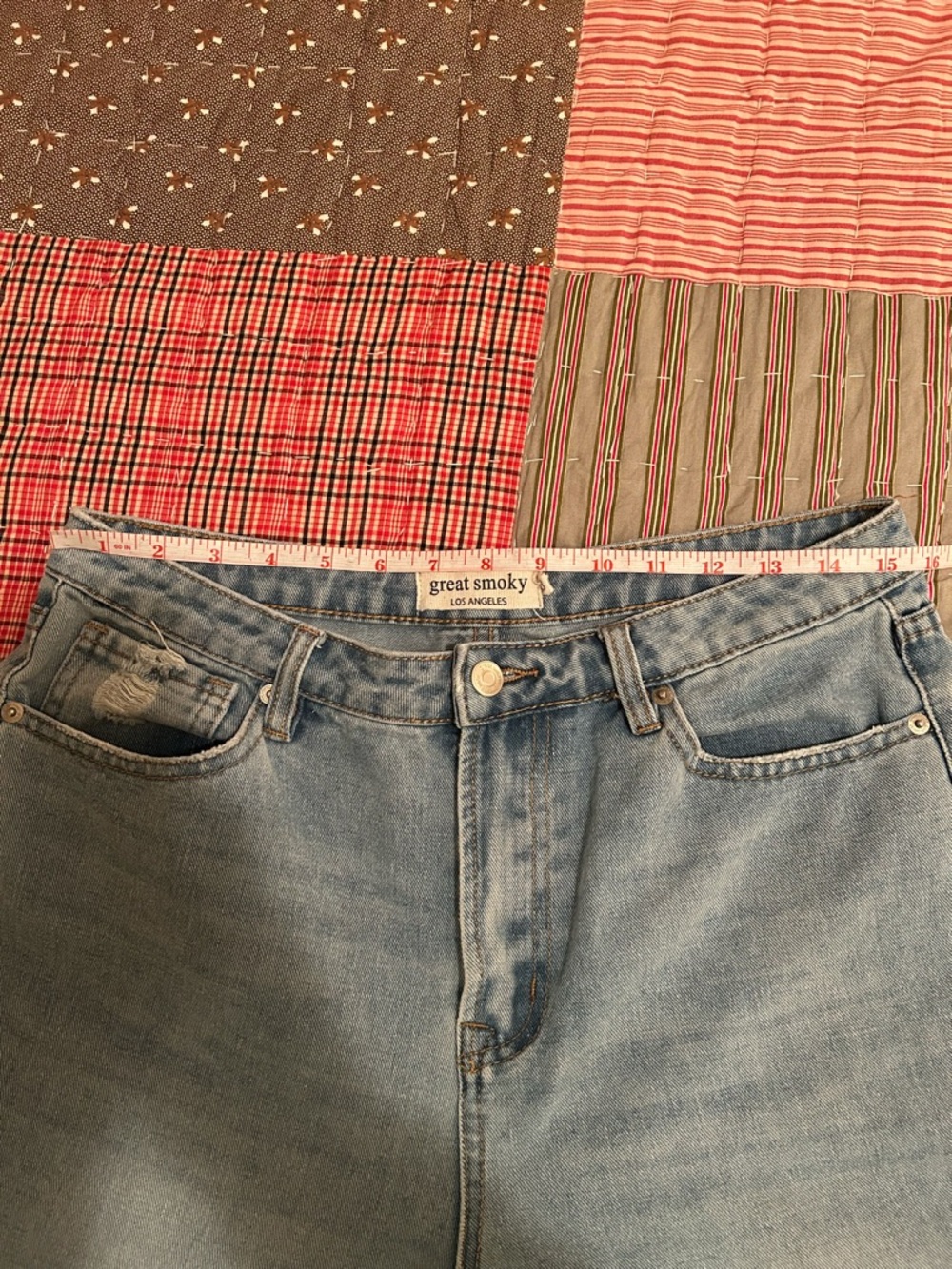 Great Smoky Los Angeles Jeans Light Blue Wide-Leg Distressed Women's Jeans - Picture 7 of 10